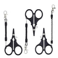 3 PCS Fishing Scissors, Stainless Steel Fishing Line Cutter &braided Line Cutter, Cutters with Titanium Coating-Fishing with Hook and Retractable Coil Lanyards Fishing Accessories (Black) - color: Black