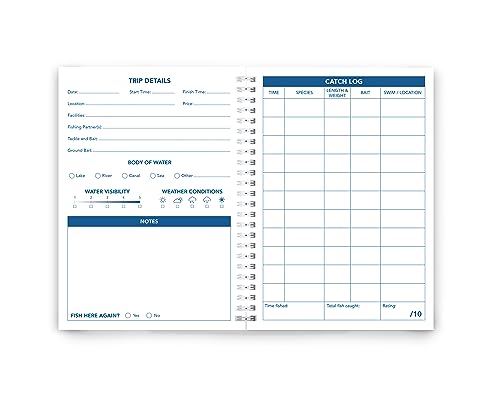 Fishing Log - Medium Size (21 x 14.8 cm/ 8.3 x 5.5 inches) - 104 pages covering 52 Fishing Trips - An Essential for all Anglers