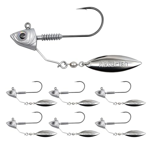 6-Pack Underspin Jig Heads Stacked Cone Keeper Brass Blade Never Rusts 3/16oz 1/4oz 3/8oz 1/2oz Bass Freshwater Saltwater - size: 1/2 oz_14g