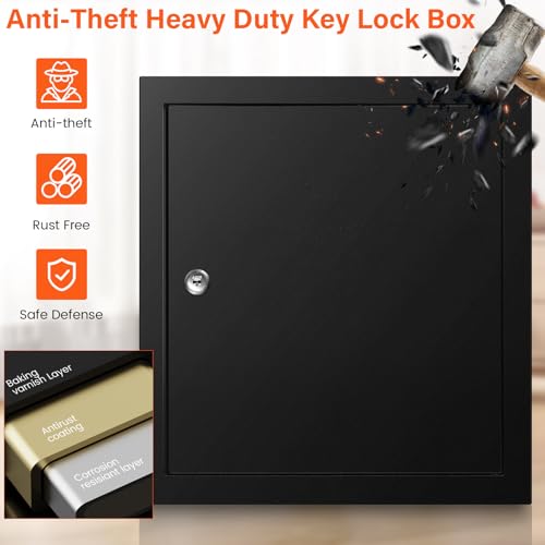 Nebakne 100 Keys Key Cabinet, Anti-Theft Key Lock Box with Key Tags, Adjustable Key Organizer Wall Safe for Car Office House Garage Rental Business - color: Black, size: 100 Key Hook