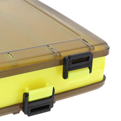 Double Sided 14 Compartments Fishing Tackle Boxes Fishing Lure Box Organizer, Fishing Bait Tackle Storage Case, Container Box for Jewelry Beads Earring Hook (Yellow) - color: Yellow