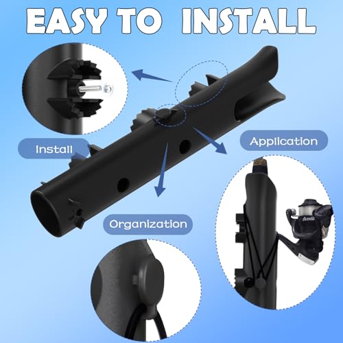 Aventik Tube Fishing Rod Holder Bracket Wall Mounted Boat Side Mount Tool Holder Tube Links with Screws 1/2/3/4/6 Pole Tube Fishing Rod Holders - color: 6-Pole Black