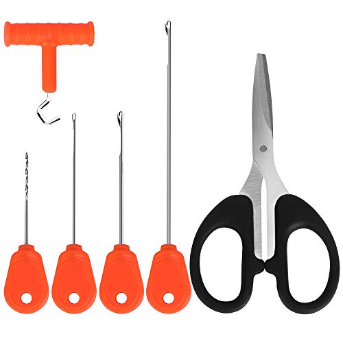 Carp Fishing Baiting Rigs Tool Kit Set, Luroad 6 in 1 Carp Fishing Tackle Kit, Including Hook Needle, Driller, Knot Puller, and Fishing Braid Line Scissors for Lures Bait Driller
