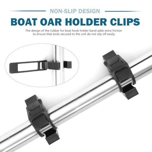 Boat Hook Holder Clips Replacement for SOF-LOC Gaff Hook Holder with Rubber Spring Strap, Marine Holder Fits for Boat Hook, Paddle Holder, Oar Mounts, Boat Net, Gaff, Push Pole, Anchor Pole, 2 Pack.