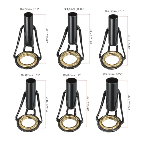 PATIKIL Fishing Rod Tip Repair Kit Stainless Steel Pole Ring Guide Replacement for Saltwater Freshwater Fishing - color: Golden, size: 4.2-5.5mm