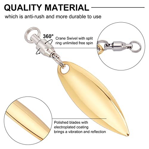 SUPERFINDINGS 15Pcs Fishing Lures Willow or Colorado Blade Spinner Blades Bearing Swivels Tail Spinner Spinnerbait Lure Making Supplies Bass Lures - color: Golden