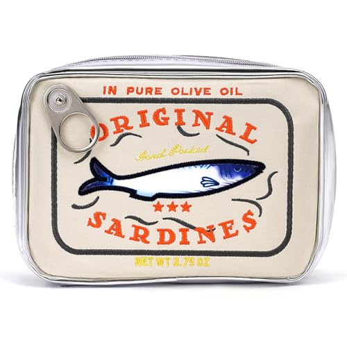 Cessfle Canned Sardines Makeup Bag, Funny Sardine Tin Fish Cosmetic Bag, Creative Cute Makeup Bag Kawaii Pencil Case Pouch, Coquette Make up Pouch for Women - color: Beige