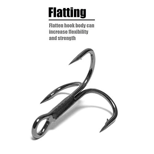 Fishing Hooks Treble Hooks for Hook Upgrade Cutting Blade 4X Strong Short Shank Black Nickle - size: 8
