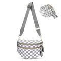 Crossbody Bags for Women, Checkered Bum Bag Crossbody, Spacious Nylon Shoulder Handbag Mom Bag (grey-white checkered) - color: grey-white checkered