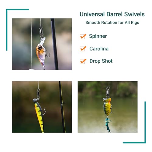AMSYPORTS High Strength Fishing Swivel Connector Saltwater Freshwater Barrel Swivels Rolling Heavy Duty Swivels Fishing Copper Black Nickel - size: Size12 (21lb) 100 pcs