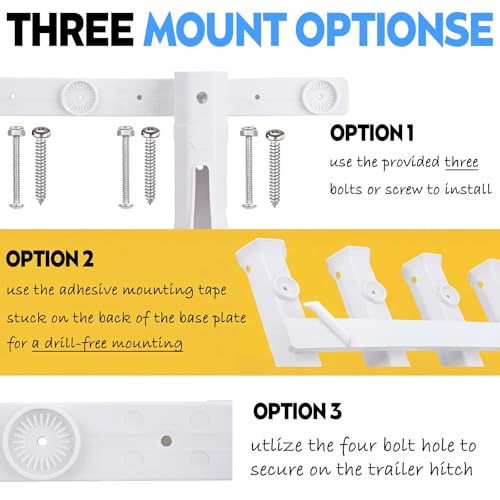 Adjustable Fishing Rod Holders for Golf Cart 4 Tube Wall Mounted Fishing Rod Holders for Boat, Bike, Garage, Kayak, Crate, Wagon & Rv, with Mounting Screws and Elastic Cords - color: White