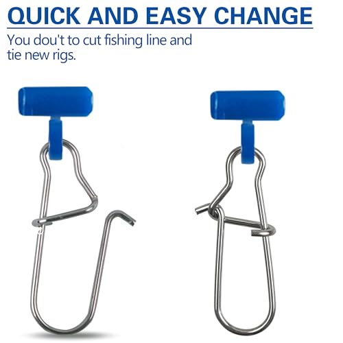 Sinker Slides for Fishing,Fishing Line Sinker Slides with Duo Lock Sinkers Weight Silder Sleeve Swivel Duo Lock Snaps for Saltwater Surf Bottom Fishing Fish Fider Rig Catfish Rig - color: Blue Duo-Lock Snap, size: 100 Pack