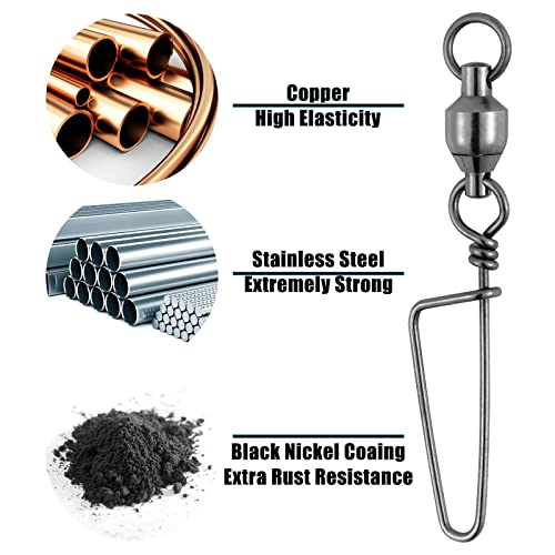 Dr.Fish Fishing Snap Swivels Ball Bearing Swivels Fishing Tackle Saltwater & Freshwater Coast-Lock Lure Snap Clips Terminal Tackle Line Leader Connector Accessories - size: #9-440LB(3.6")
