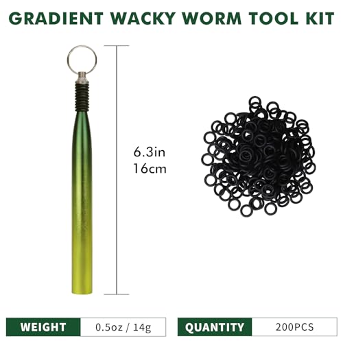 TRUSCEND Gradient Fishing Wacky Rig Tool with Silicone O Rings 210Pcs for 3"-4" and 5"-7" Fishing Worm Lures, Ultra-Smooth Downriggers Tube for Easy Installation and Great Protection of Stick Bait N1 - color: Gradient Green
