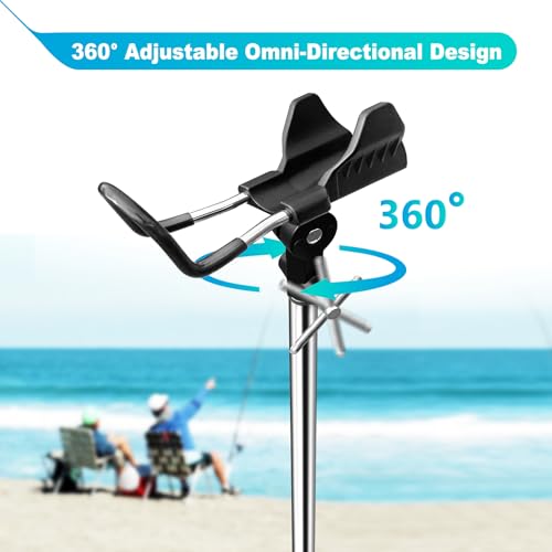 2 Pack Fishing Rod Holders for Bank Fishing, Multifunctional Stainless Steel Fishing Pole Holders for Ground, 360 ° Adjustable & Detachable Easy to Carry, Gift for Men Father’s Day, Birthday Day - style: All-season