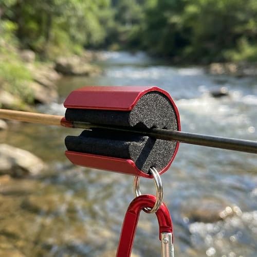 Rod Holder – Portable Rod Clips with Keychain Carabiner for Fly Fishing & Outdoor Sports, Lightweight Aluminum Alloy & EVA Pole Accessory(1 Set)