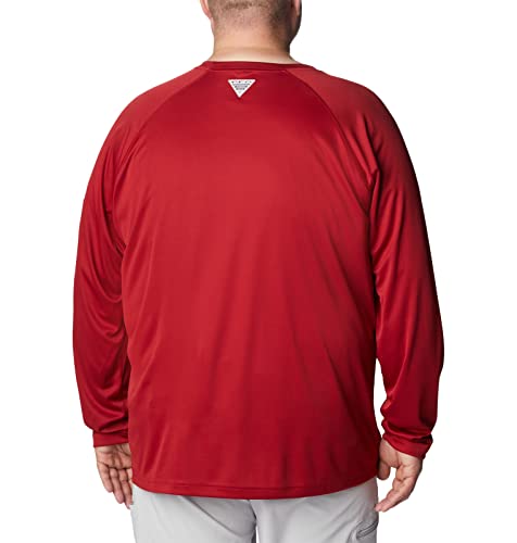 Columbia Men's Collegiate Terminal Tackle Long Sleeve Shirt - color: Ark - Red Velvet/White, size: 1X Tall