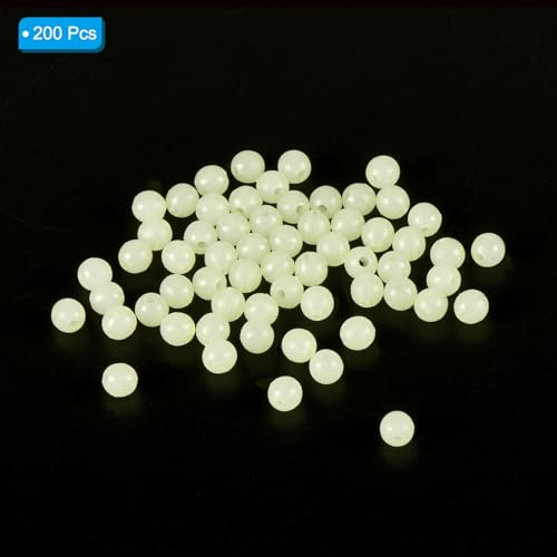 PATIKIL Glow Fishing Beads Plastic Round Rubber Luminous Fishing Bait Eggs Rig Bead Tackle Lures Accessories with Box - color: White, size: 4mm