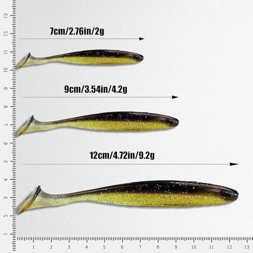 Paddle Tail Swimbaits FS/RE-10 | for Bass Fishing,14 Colors ,Fishing Lures with Flash Blade,Freshwater Saltwater ,Bass Bait,for Trout Catfish Pike - color: Color K, size: 9cm,50pcs