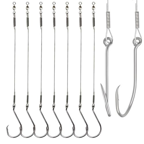 Fishing Hook Rigs 25/50 Pack - Circle Hook 1/0-10/0 with Stainless Steel Leader, Crane Swivel - Heavy Duty Saltwater Rigs for Catfish, Shark, Surf & Bottom Fishing - size: 3/0