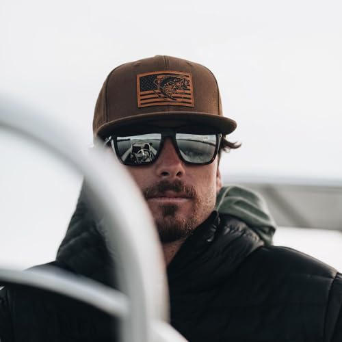 Fishing Gifts for Men - Snapback & Trucker Hats - American Flag Outdoor Fishing Hat - color: 10.camel Flatbrim (Bassflag)