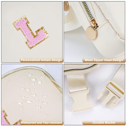 Uygafly Birthday Gifts for 4 5 6 7 8 9 10 11 12 13 Year Old Girl,Gift for Teen Girls Kids Toddler,Personalized Initial Fanny Pack Purse Crossbody Bag Belt Bag Cute Trendy Stuff | Cream,L - color: Cream, style: L