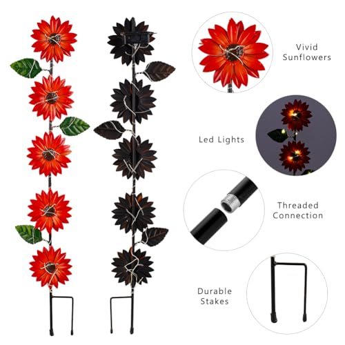 Set of 3 Solar Garden Lights,22.6'' H Flowers Decorative Garden Stakes,Waterproof Metal Spring Yard Art Decor,Solar Stake Lights for Outside,Lawn,Yard,Patio - color: Flowers 2-3Pack