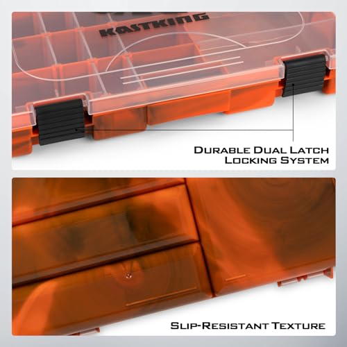 KastKing Tackle Boxes, Plastic Box, Plastic Storage Organizer Box with Removable Dividers - Fishing Tackle Storage - Box Organizer - 2 Packs /4 Packs Tackle Trays - Parts Box - color: Orange Camouflage, size: 3600(2Pack)