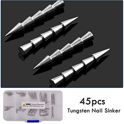 Bass Fishing Tungsten Nail Weights, Tungsten Fishing Sinker Weights Worm Insert Weight for Bass Wacky Rigs Fishing