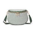 Woven Vegan leather Crossbody Bags For Women, Checkered Fashion PU Bum Bag Waist Pack, Travel Sling Purse with Adjustable Strap（Bean Green) - color: White and Bean Green