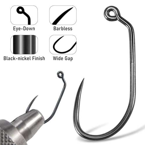 Dr.Fish 50 Pack Fly Tying Hooks, 60 Degree Jig Hook Barbless Nyphm Fly Fishing Curved Shank High Carbon Steel Dry Shrimp Caddis Pupa Emergers - size: #18-50 Pack
