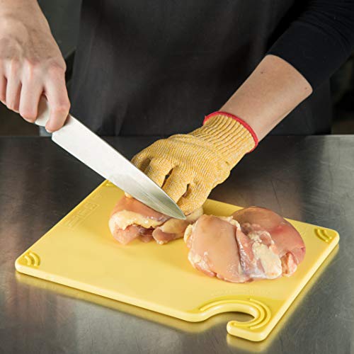 San Jamar Saf-T-Grip Plastic Cutting Board with Safety Hook, 9" x 12" x 0.375", Yellow - color: Yellow