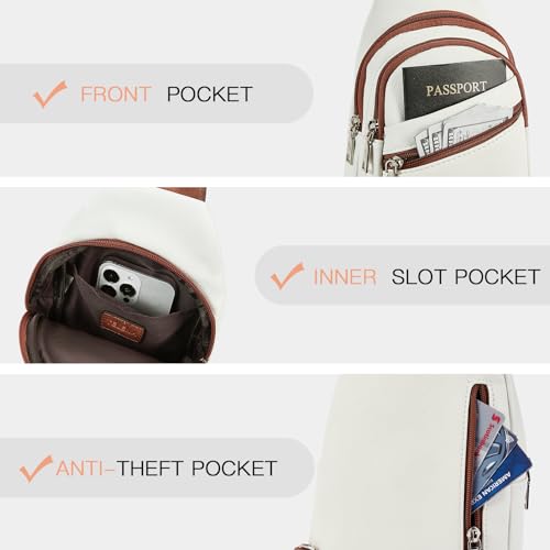 Telena Sling Bag for Women Crossbody Bags Purse for Women Vegan Leather Fanny Pack with Adjustable Strap - color: 1-beige Brown