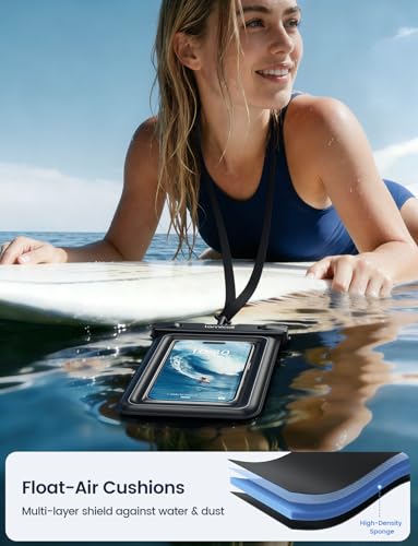 Lamicall IP68 Floating Waterproof Phone Pouch - [2 Pack] Water Proof Phone Case with Lanyard for iPhone 17 16 15 14 13 Pro Max, Galaxy S26 S25 S24 Ultra, Beach Cruise Ship Travel Essentials, 4-8.5" - color: A-White Accent
