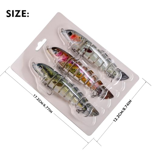Crankbait Fishing Lure Pike Muskie Lures Lifelike Multi Jointed Swimbait Segement Hard Minnow Bait Treble Hook - color: HS075ABC-3pcs/set