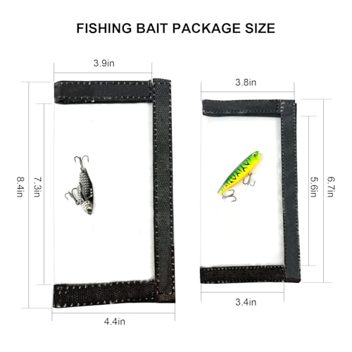 4Pcs Fishing Lure Wraps, Durable & Clear PVC Lure Covers to Keep Hooks Safe, Lures Fishing Hook Covers Bait Storage Easily See Lures, Open and Close Hook & Loop (Large (7.8” x 44”))