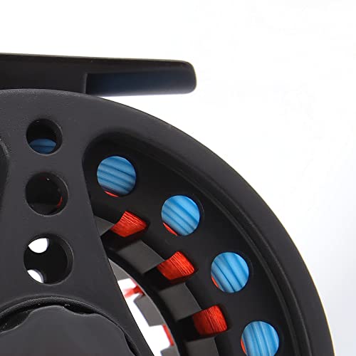 (1/2WT 3/4WT 5/6WT 7/8WT) Fly Reel with Line Combo Aluminum Alloy Large Arbor Fly Fishing Reels Weight Forward Fly Line with Braided Backing Taper Leader Pre-Tied - color: Black reel with Sky Blue Fly Line, size: 1/2 WT Reel+Line