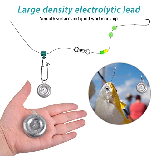 Disc Sinkers Fishing Weights Coin Sinker Weights Saltwater Surf Fishing Weights Bottom Drifting Trolling Catfishing Gear Tackle Fishing Sinker Weights 1oz 2oz 3oz 4oz 5oz 6oz 8oz - style: 2oz-8pcs