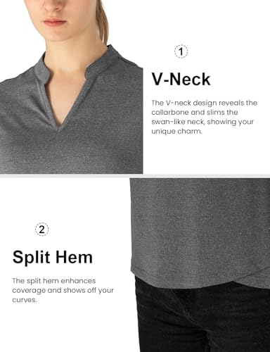 Rdruko Women's Hiking Shirts Short Sleeve UPF 50+ Sun Protection Lightweight Dry Fit Outdoor Travel Fishing Shirts - color: Dary Gray, size: Small