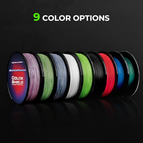 KastKing Superpower ColorShield Braided Fishing Line - Colorfast Braided Line, 100% Solution Dyed UHMWPE Fiber, Smooth & Strong Superline, Near Zero Stretch, Sensitive, High Abrasion Resistance - color: X4-Red, size: 8LB-(150yds）