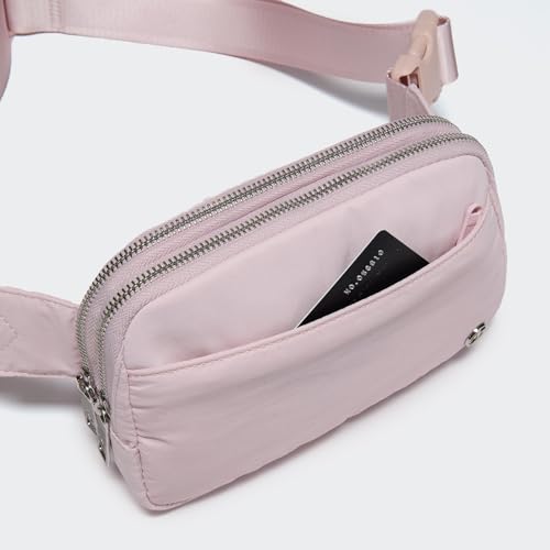 Pander Everywhere Belt Bag for Women, 5 Zipper Pockets Nylon Crossbody Fanny Pack Purse (Pink). - color: Pink