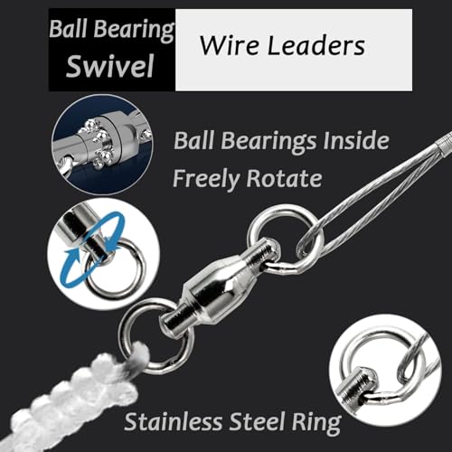 AMYSPORTS Stainless Steel Fishing Leader Saltwater Stainless Rigs Fishing Leader Lure Heavy Wire Fishing Leaders Steel White Nickel - size: #2 (11.8in-50lb) 20pcs