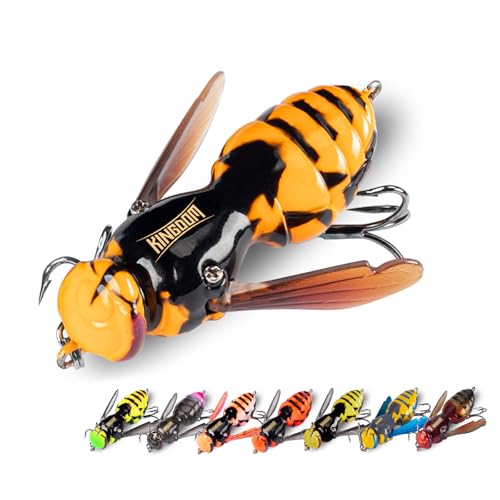 Kingdom Wasp Crawl Bait Insect Bionic Floating Fishing Lures Swimbaits Hard Artificial Baits Lure Freshwater and Saltwater Bass Carp Pike Walleye Fishing ABS Material Carbon Steel Three Book Hook - color: 05, size: 6.6g