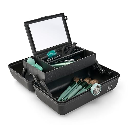 Caboodles On-The-Go Girl Makeup Box, Black Sparkle, Show Girl Collection, Hard Plastic Makeup Organizer Box, Built-In Mirror, Secure Latch for Safe Travel, Spacious Storage for Large Items - color: Black Sparkle Show Girl
