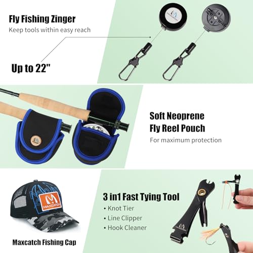 M MAXIMUMCATCH Maxcatch Extreme Fly Fishing Combo Kit 3/5/6/8 Weight, Starter Fly Rod and Reel Outfit, with a Protective Travel Case - color: 3wt 8‘4“ 4pc Rod,3/4 Reel