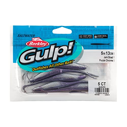 Berkley Gulp! Saltwater Jerk Shad Fishing Soft Bait - color: Purple Chrome, size: 5"