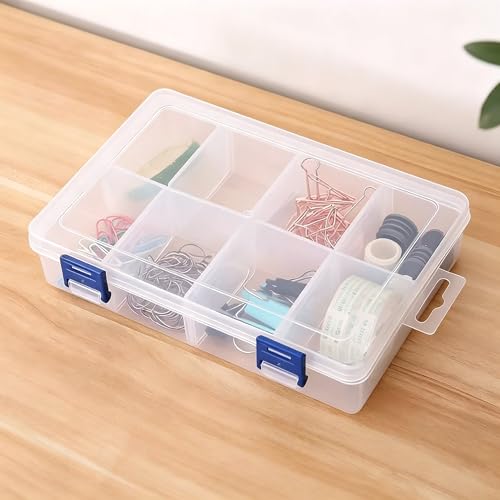 2 Piece Clear Plastic Tackle Storage Set, Adjustable Dividers Fishing Tackle Box + Small Hook Organizer Case, Detachable Compartments for Fishing Gear & Hooks Organization and Small Hardware