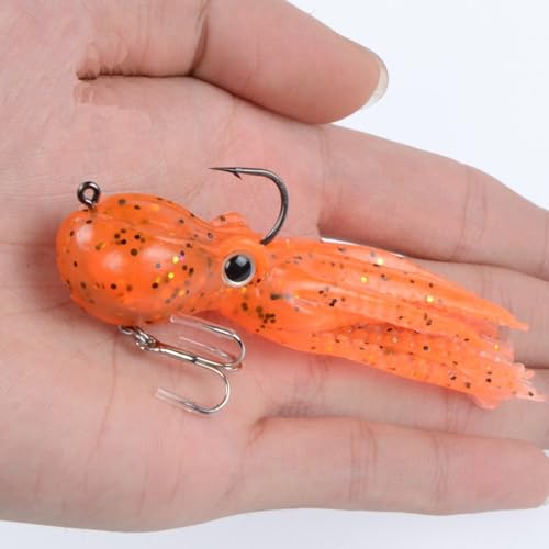 Artificial Octopus Swimbait, Skirt Tail Lure | 3.54/7.87/9.45in, jig head sinking trolling bait. Lingcod, bass, rockfish, saltwater. - color: Purple 3.54inch/0.81oz