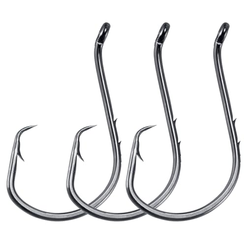 Dr.Fish 100 Pack Baitholder Fishing Hooks, Octopus Circle Hooks Offset for Saltwater & Freshwater Live Bait, Bass Catfish Striper - size: #2/0-100 Pack