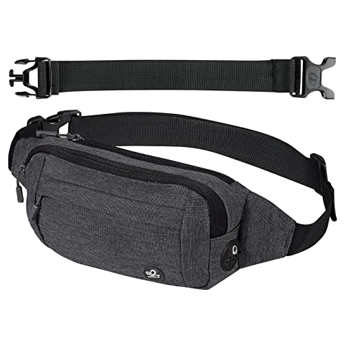 WATERFLY Fanny Pack Waist Bag: Small Hip Pouch Bum Bag Fannie Pack Phanny Fannypack Waistpack Bumbag Beltbag Sport Slim Fashionable for Jogging Hiking Hiker Woman Man - color: B-Grey